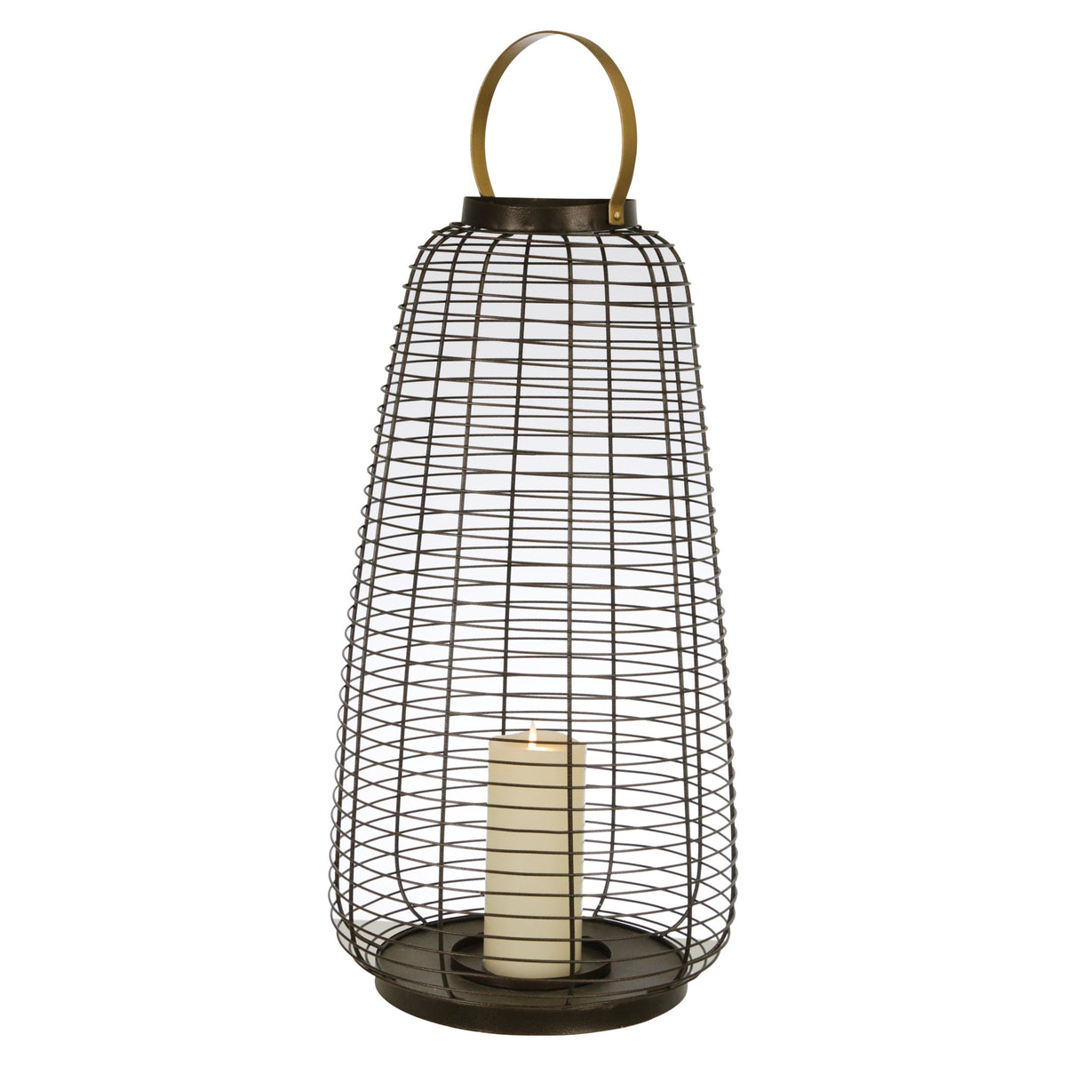 24" METAL WIRE CAGE HURRICANE,BLACK Candle Holders| Sagebrook Home