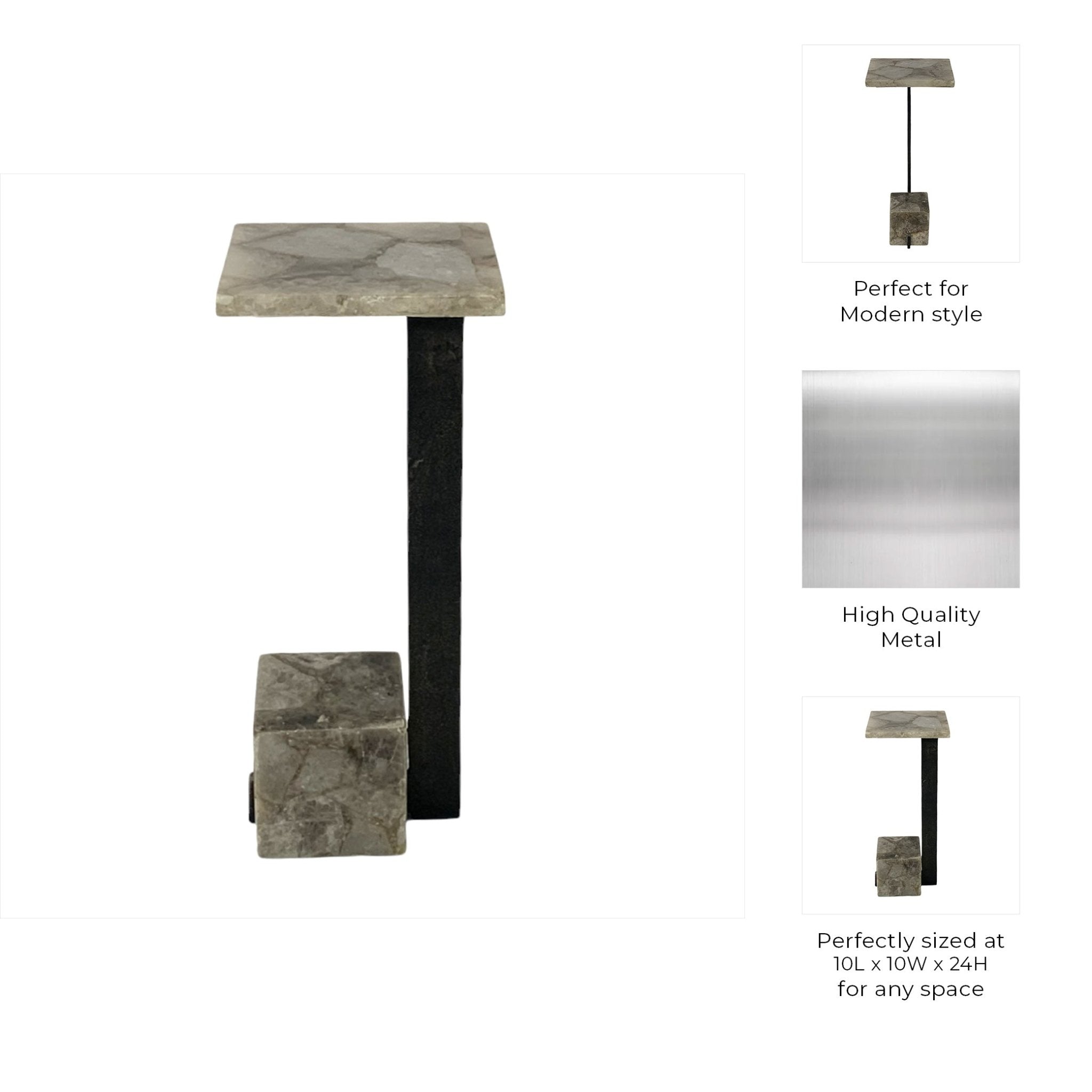24" ROLLA SMOKEY QUARTZ SMALL COCKTAIL TABLE Accent & End Tables| Sagebrook Home