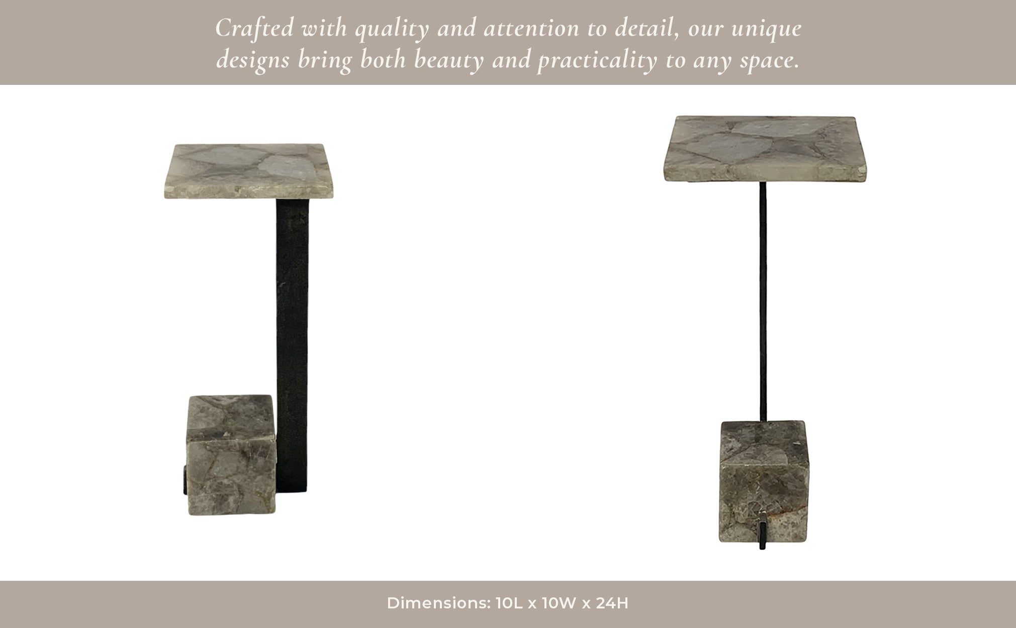 24" ROLLA SMOKEY QUARTZ SMALL COCKTAIL TABLE Accent & End Tables| Sagebrook Home