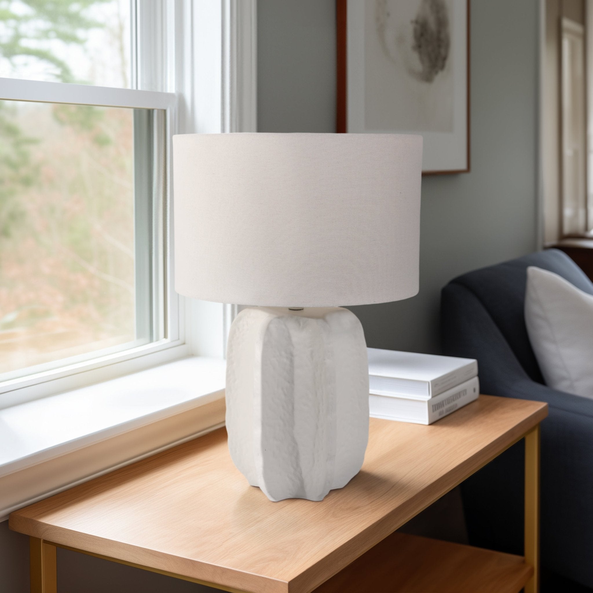 24" Textured Jagged Table Lamp, White Table Decors| Sagebrook Home