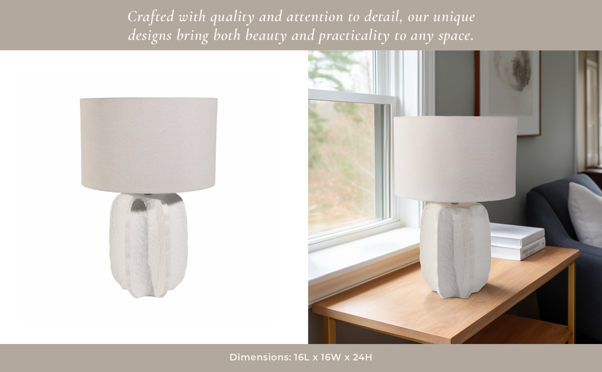 24" Textured Jagged Table Lamp, White Table Decors| Sagebrook Home