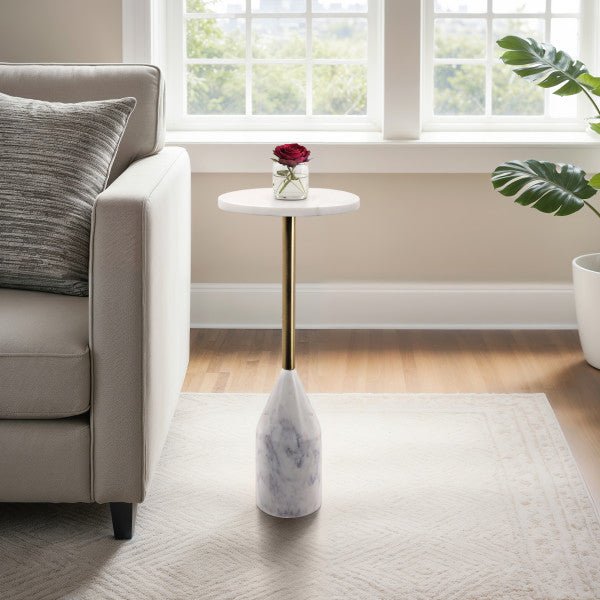 24" VANZELLA MARBLE ACCENT TABLE Grey - Al Rugaib Furniture