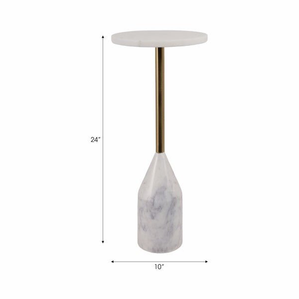 24" VANZELLA MARBLE ACCENT TABLE Grey - Al Rugaib Furniture