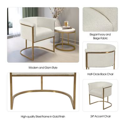 24" Vieira Accent Chair, Beige - Al Rugaib Furniture