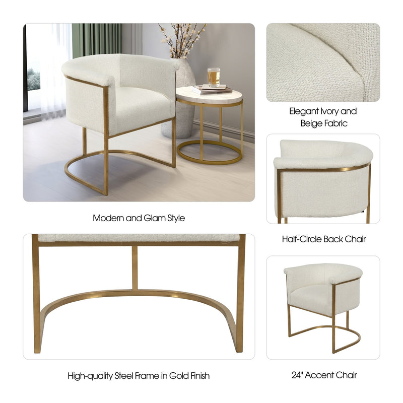 24" Vieira Accent Chair, Beige - Al Rugaib Furniture