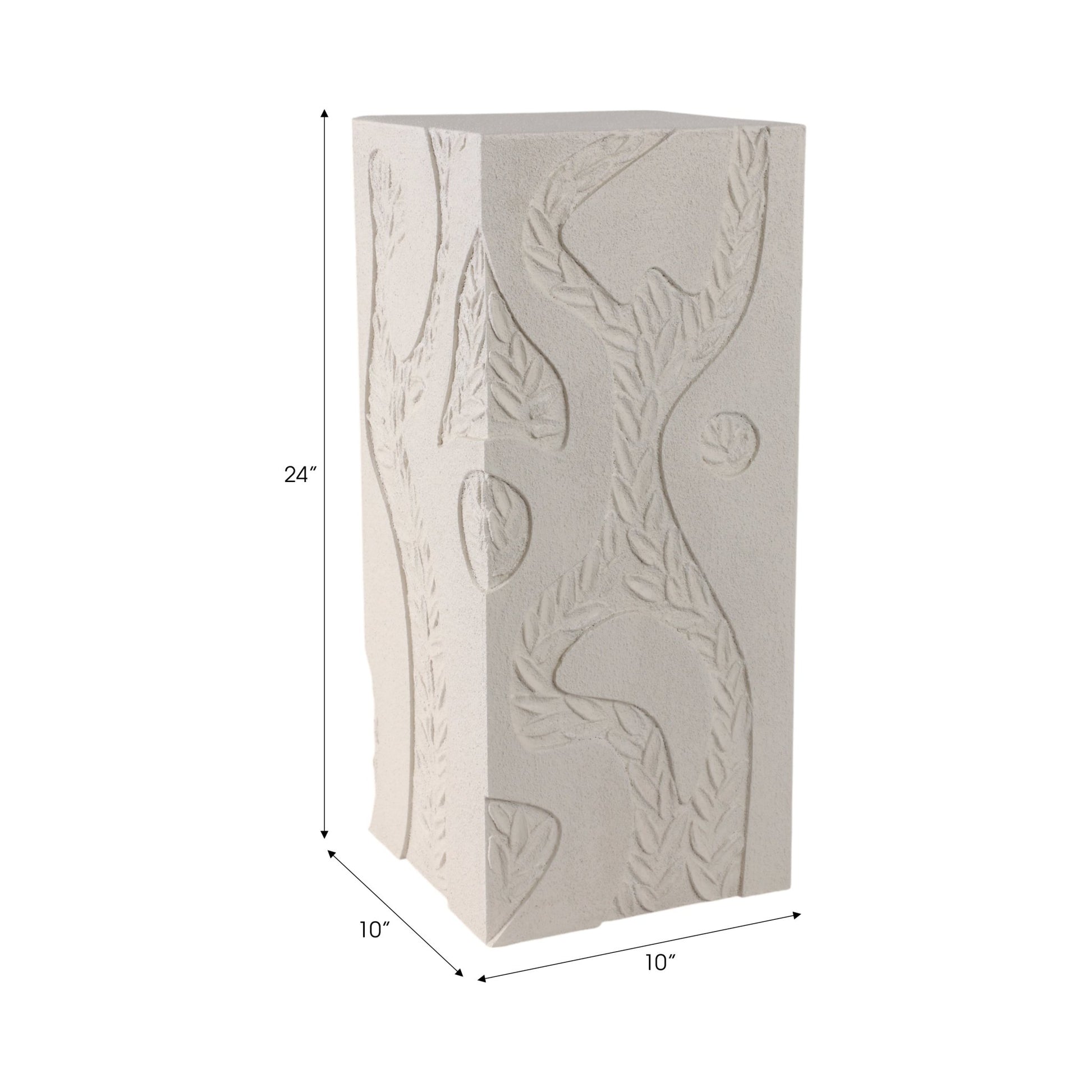 24" Wood Roanoke Carved Plaster Pedestal Sm, Ivory Table Decors| Sagebrook Home