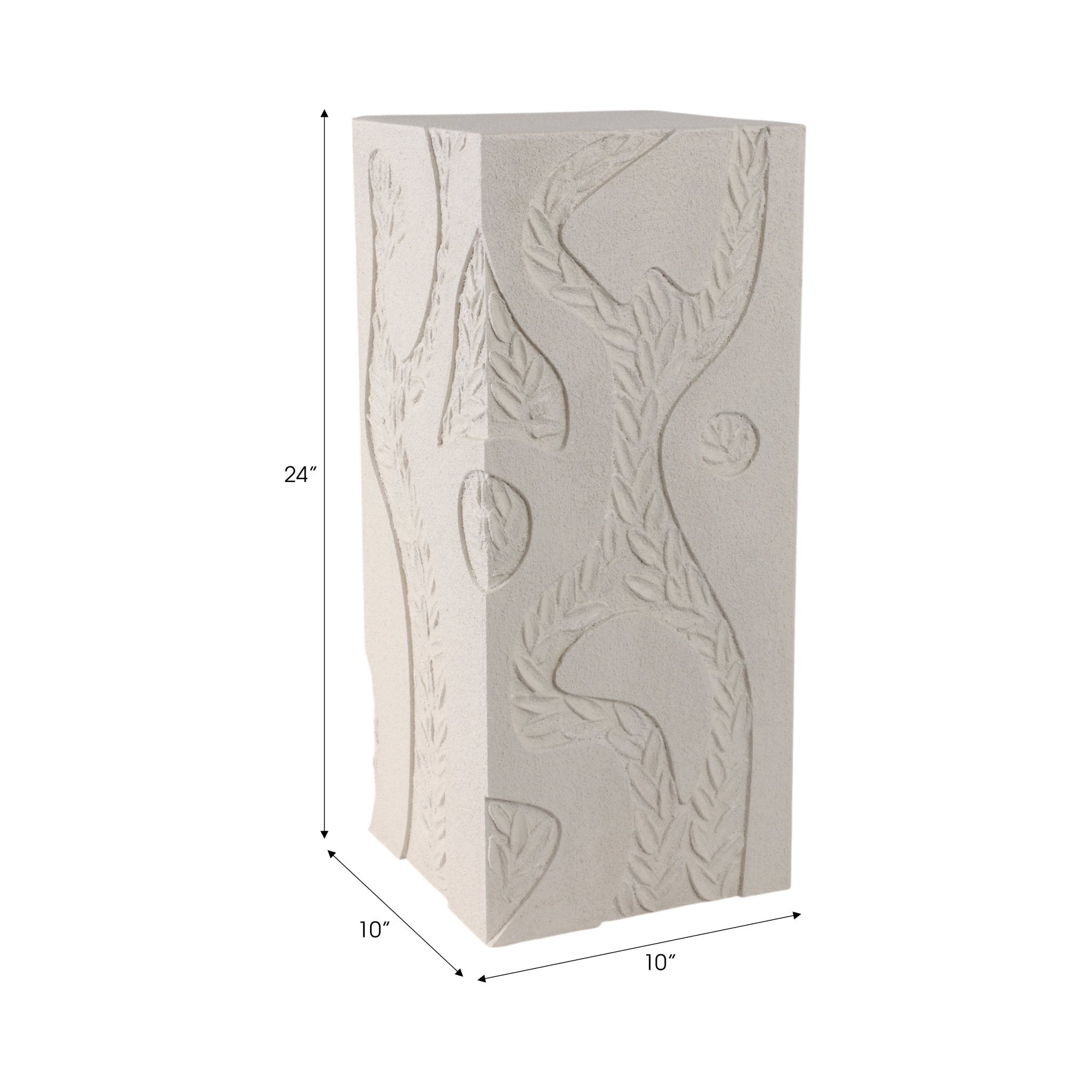 24" Wood Roanoke Carved Plaster Pedestal Sm, Ivory Table Decors| Sagebrook Home