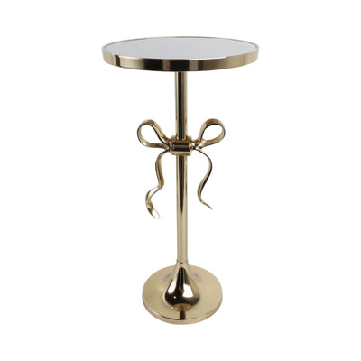 24" York Gold Bow Table With Marble Tabletop - Al Rugaib Furniture