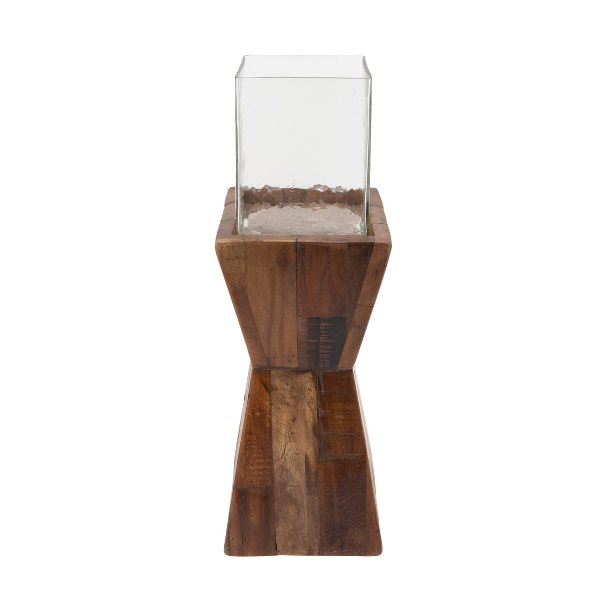 24.5"H HURRICANE ON A DIMENSIONAL STAND, BROWN Candle Holders| Sagebrook Home