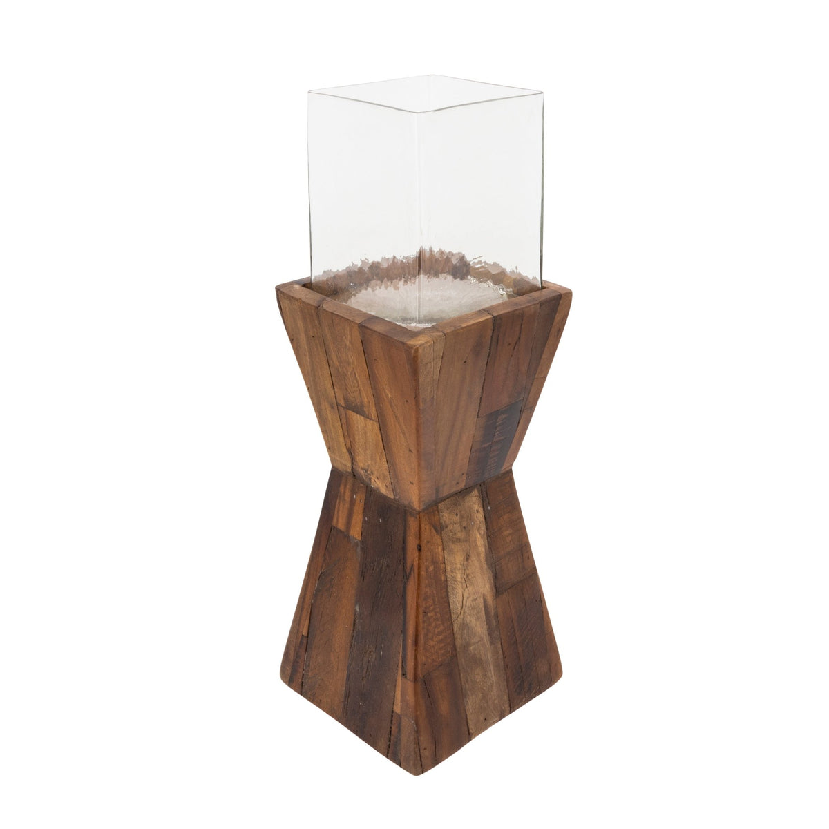 24.5"H HURRICANE ON A DIMENSIONAL STAND, BROWN Candle Holders| Sagebrook Home