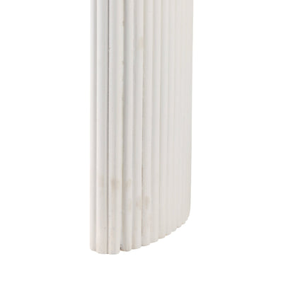 24"catalina Travertine&fluted Wood Accent Table/kd - Al Rugaib Furniture