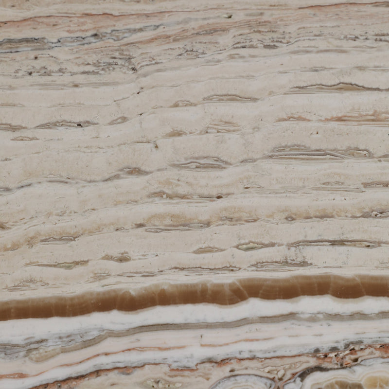 24"catalina Travertine&fluted Wood Accent Table/kd - Al Rugaib Furniture