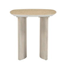 24"catalina Travertine&fluted Wood Accent Table/kd
