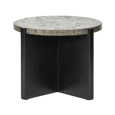 24"livio Pyrite Semi - precious Stne&wood Accent Tbl - Al Rugaib Furniture