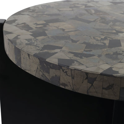 24"livio Pyrite Semi - precious Stne&wood Accent Tbl - Al Rugaib Furniture