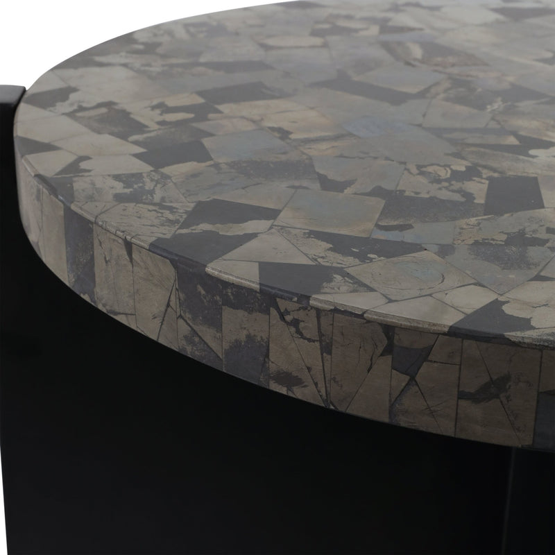 24"livio Pyrite Semi - precious Stne&wood Accent Tbl - Al Rugaib Furniture