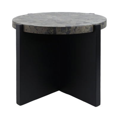 24"livio Pyrite Semi - precious Stne&wood Accent Tbl - Al Rugaib Furniture