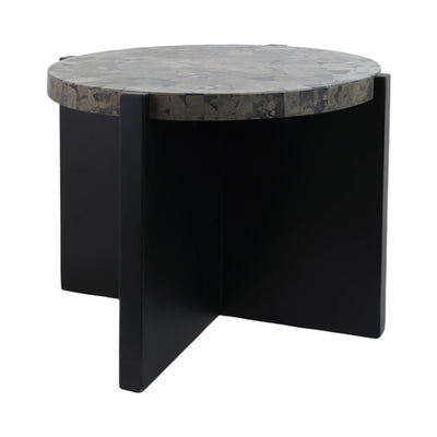 24"livio Pyrite Semi - precious Stne&wood Accent Tbl - Al Rugaib Furniture
