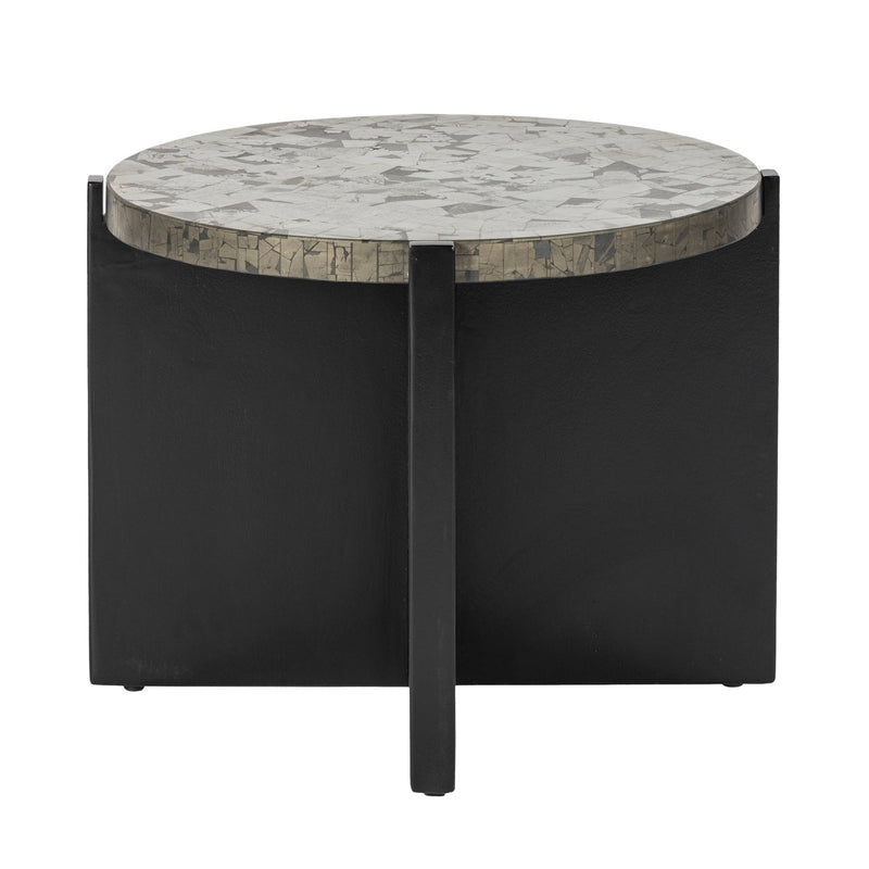 24"livio Pyrite Semi - precious Stne&wood Accent Tbl - Al Rugaib Furniture