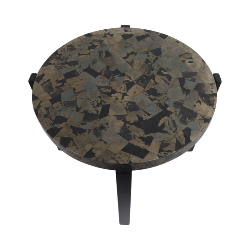 24"livio Pyrite Semi - precious Stne&wood Accent Tbl - Al Rugaib Furniture