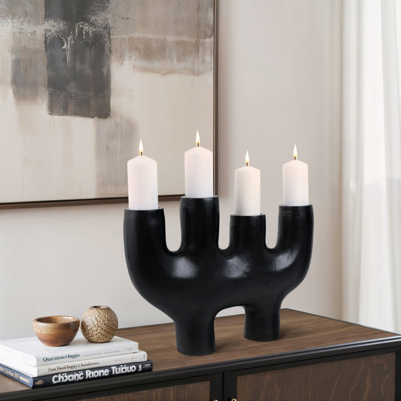 24x18" Sculptural 4 - pillar Holder, Black - Al Rugaib Furniture