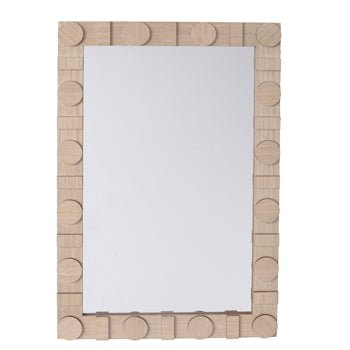 24x36 Rectangle Mirror W/ Circle Details, Natural - Al Rugaib Furniture