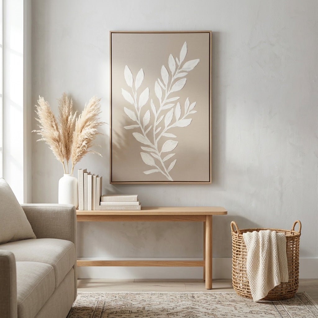24x36" Textured Leaves Wall Art, Ivory/tan Wall Art| Sagebrook Home