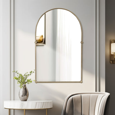 24x38 Arch Mirror With 4 Knobs, Gold - Al Rugaib Furniture
