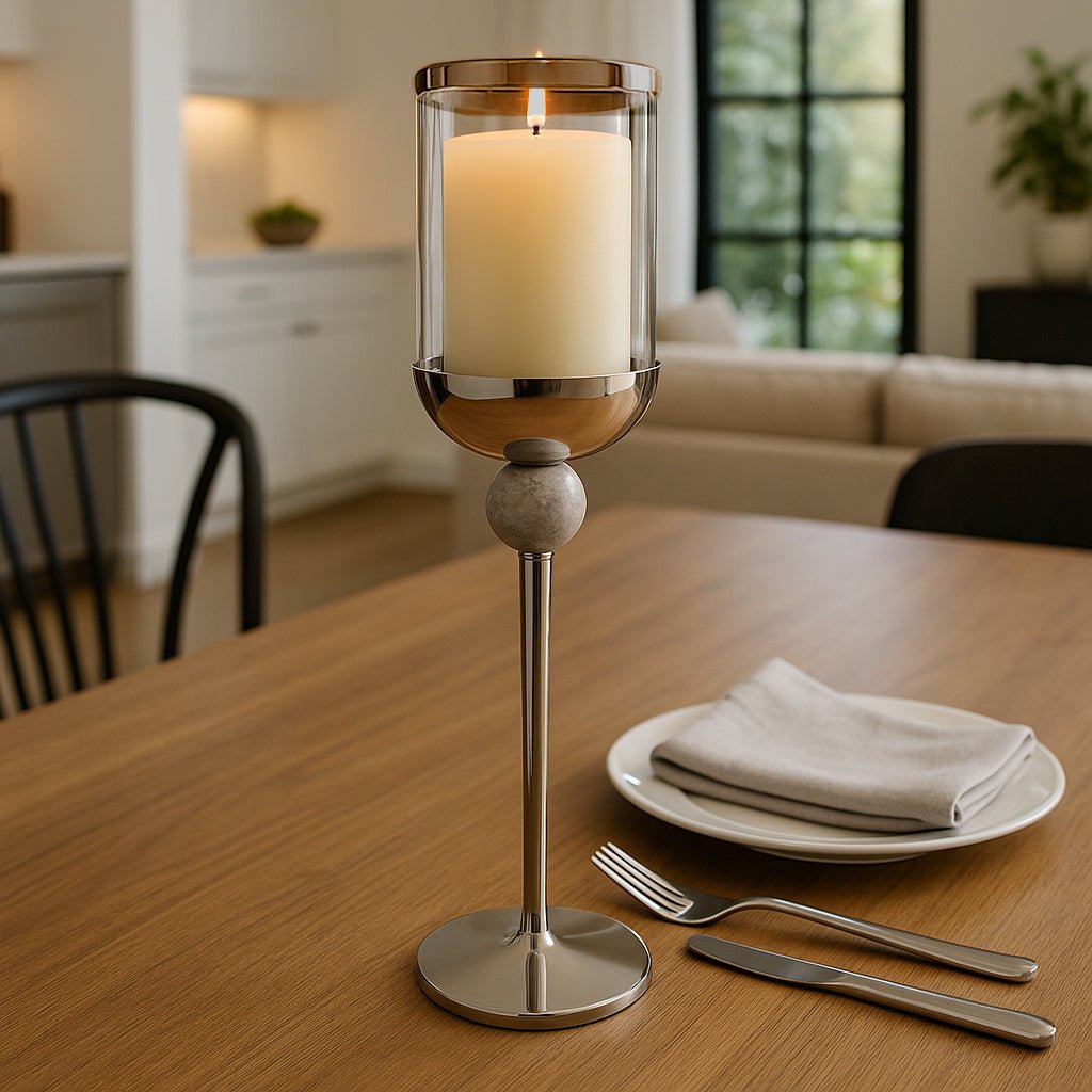 25" Carlisle Small Silver Floor Hurricane Lanterns| Sagebrook Home