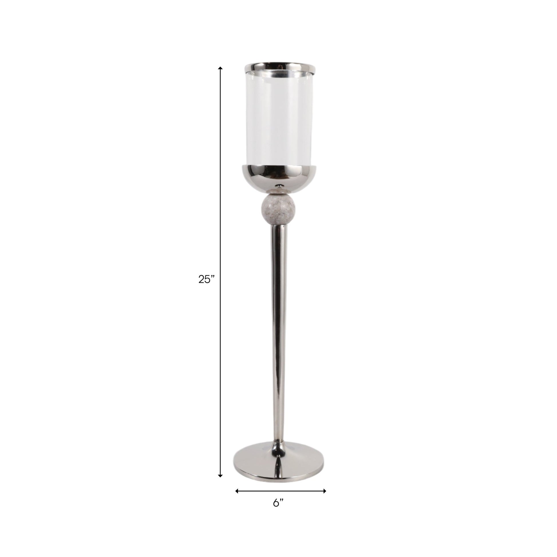 25" Carlisle Small Silver Floor Hurricane Lanterns| Sagebrook Home