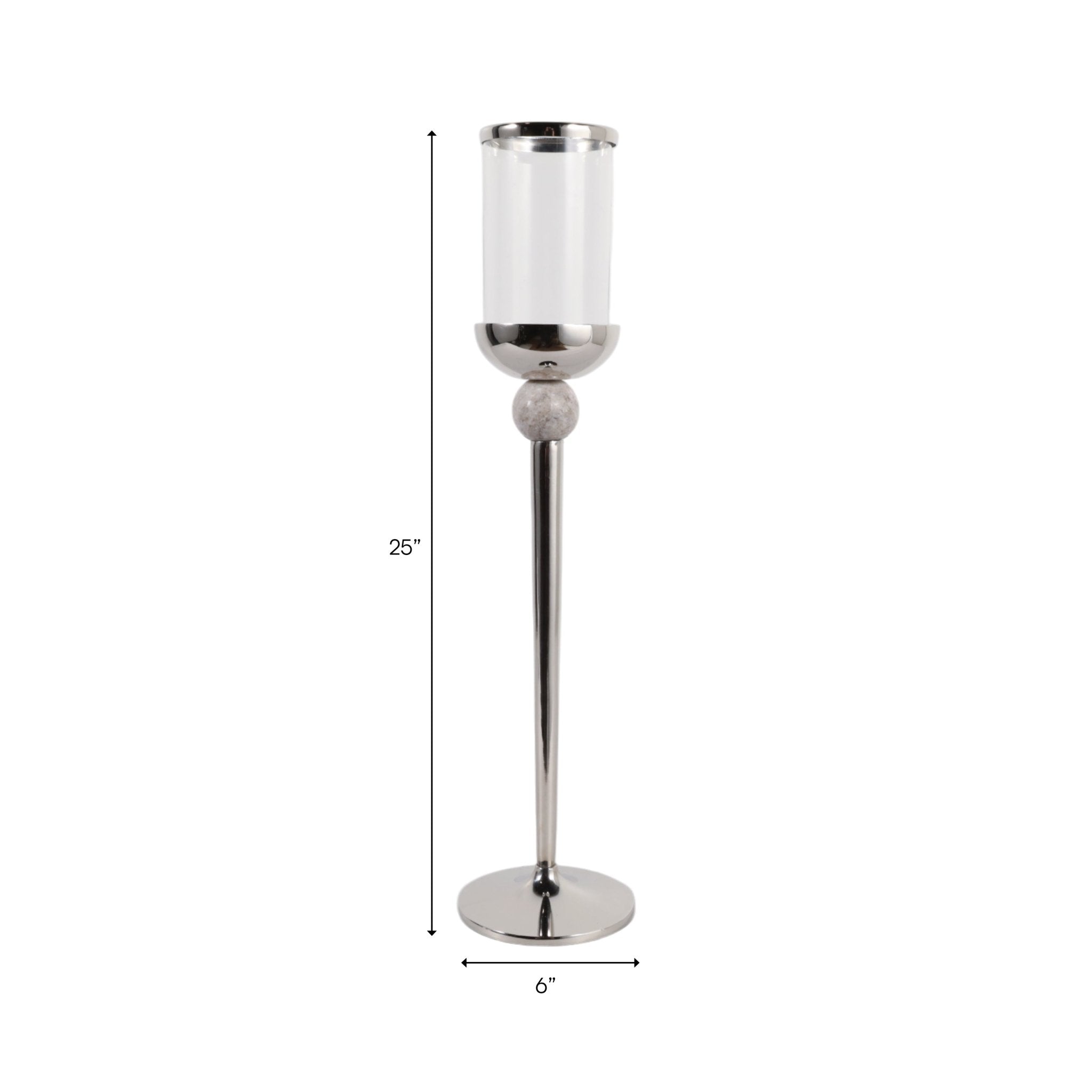 25" Carlisle Small Silver Floor Hurricane Lanterns| Sagebrook Home