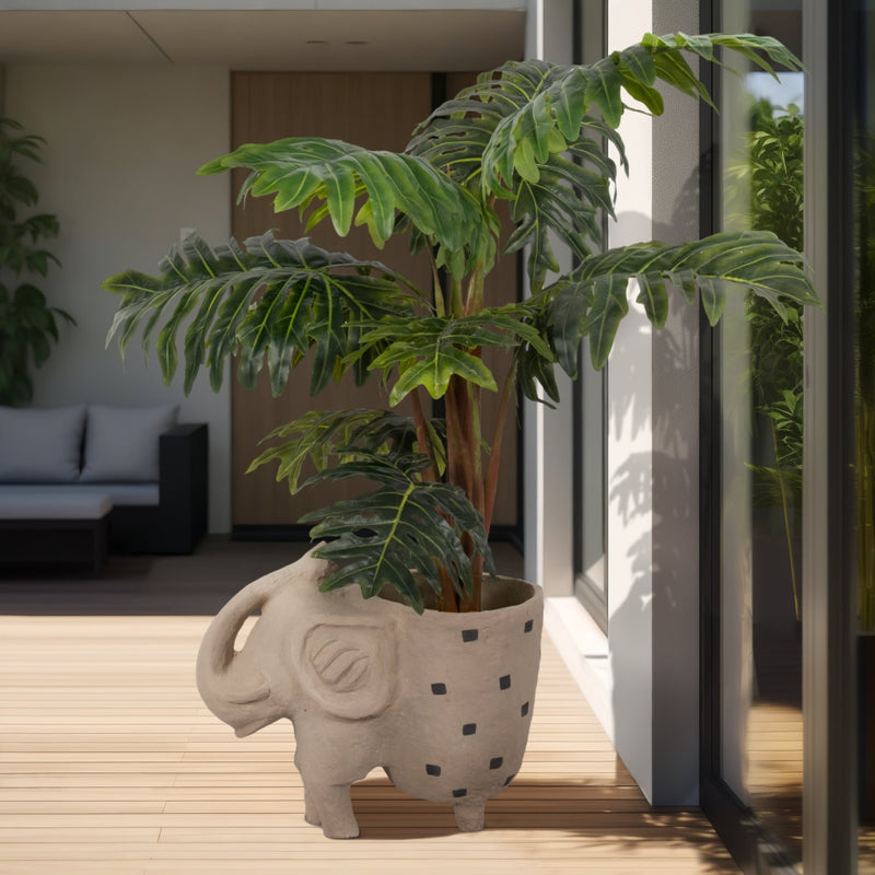 25" Paper Mache Elephant Planter, Ivory - Al Rugaib Furniture