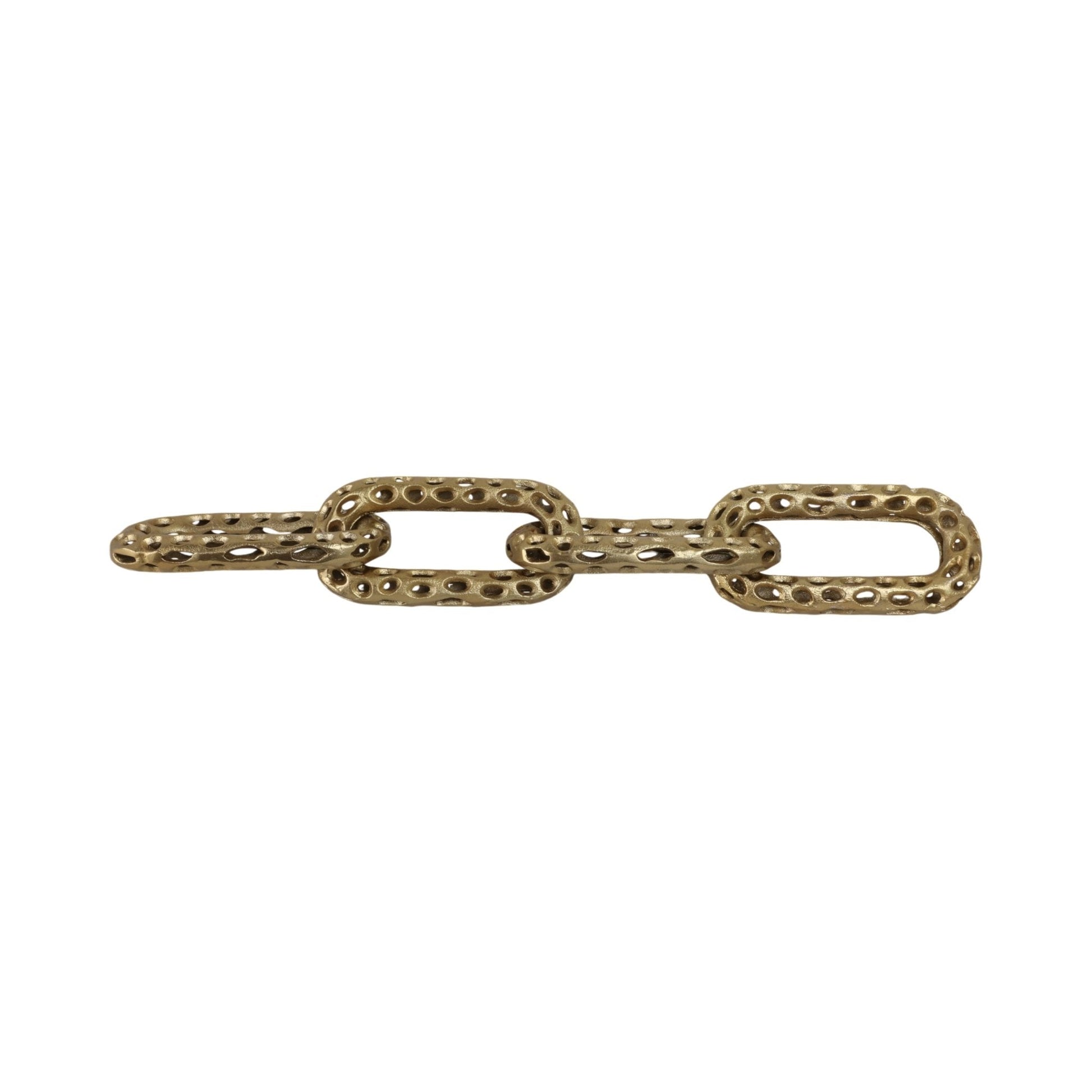 25x4" Pierced Metal 4-chain Link Object, Gold Table Decors| Sagebrook Home