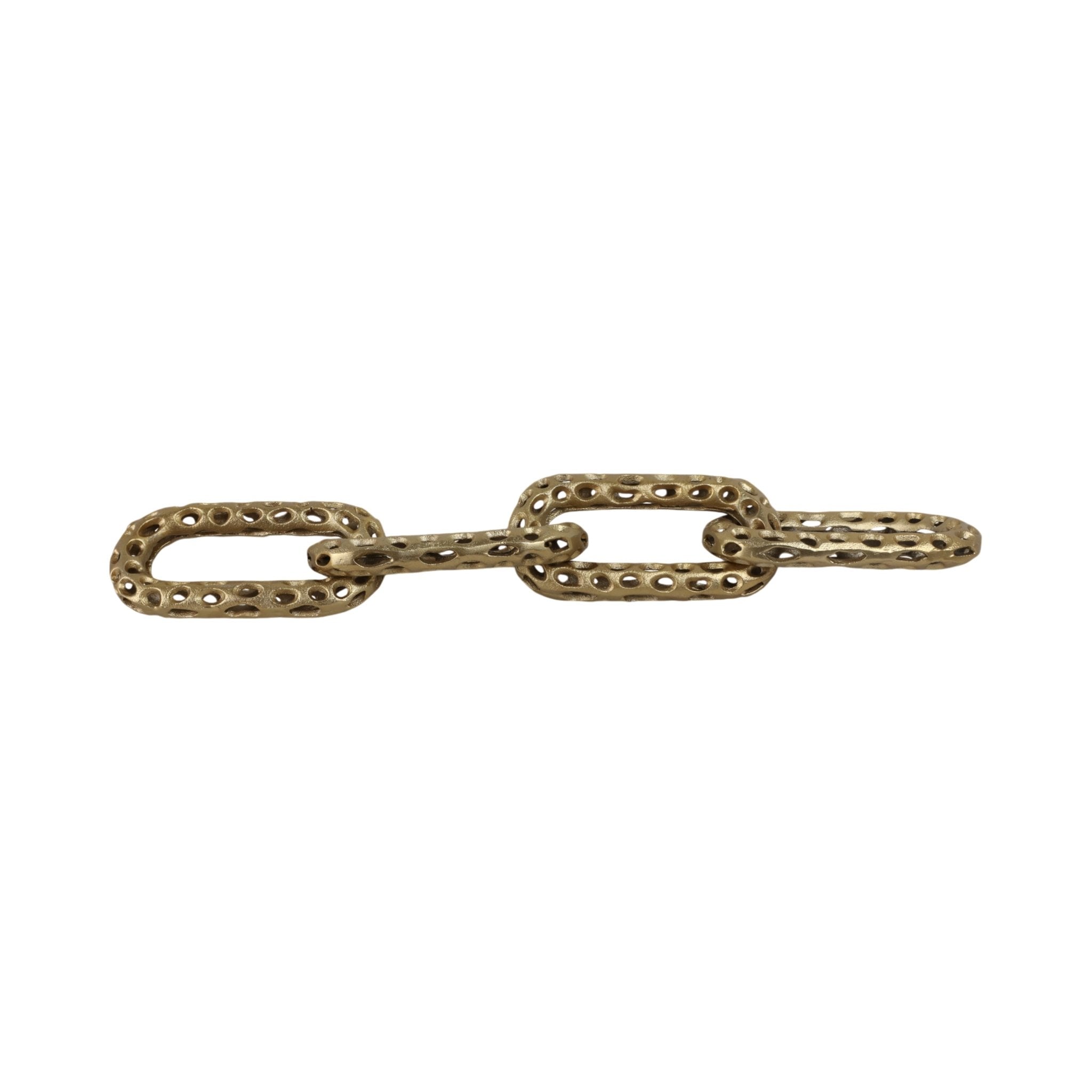 25x4" Pierced Metal 4-chain Link Object, Gold Table Decors| Sagebrook Home