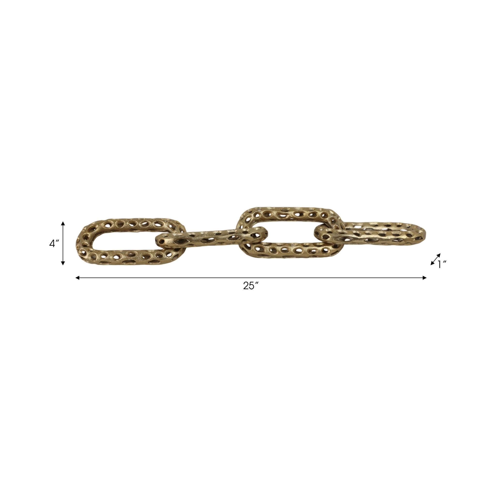 25x4" Pierced Metal 4-chain Link Object, Gold Table Decors| Sagebrook Home