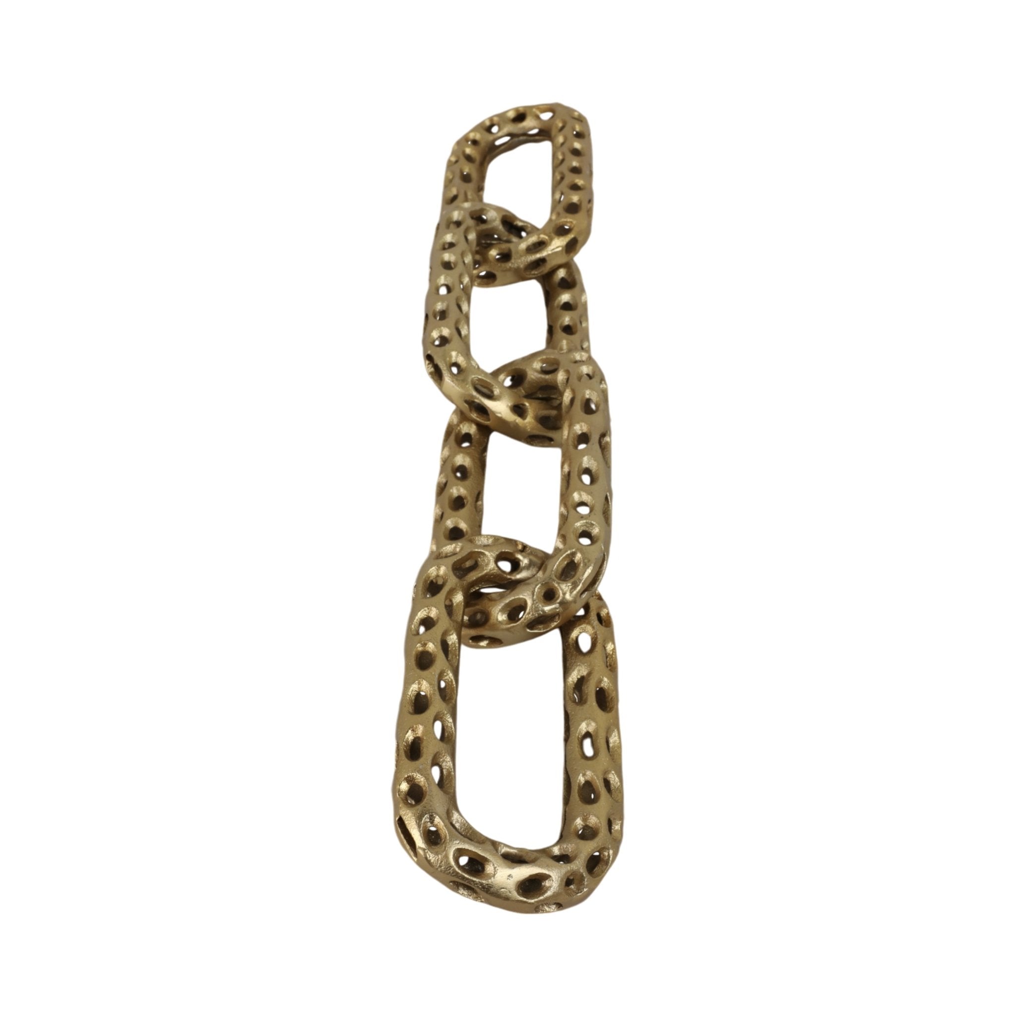 25x4" Pierced Metal 4-chain Link Object, Gold Table Decors| Sagebrook Home