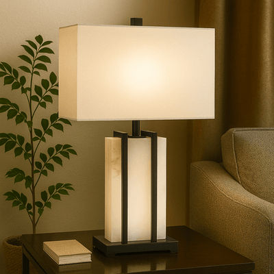 26" BRALIN ALABASTER TABLE LAMP - Al Rugaib Furniture