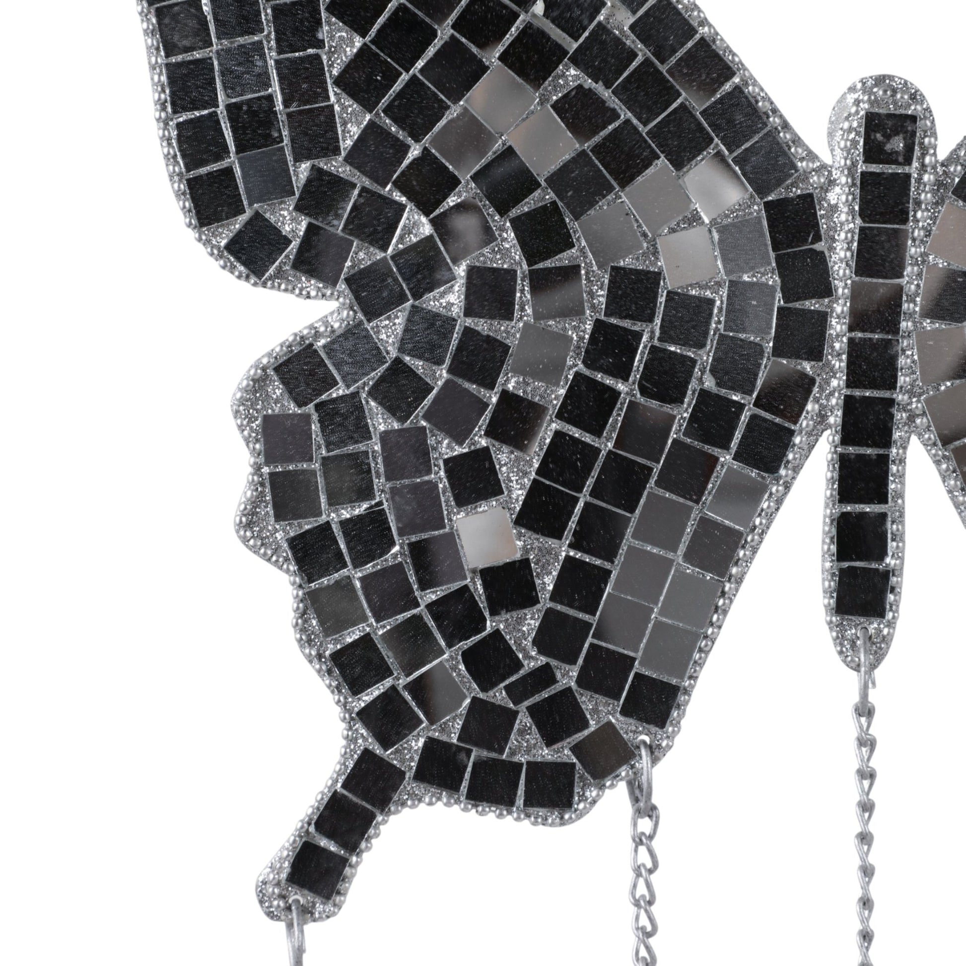 26" Disco Mosaic Butterfly Chime, Silver Planter| Sagebrook Home