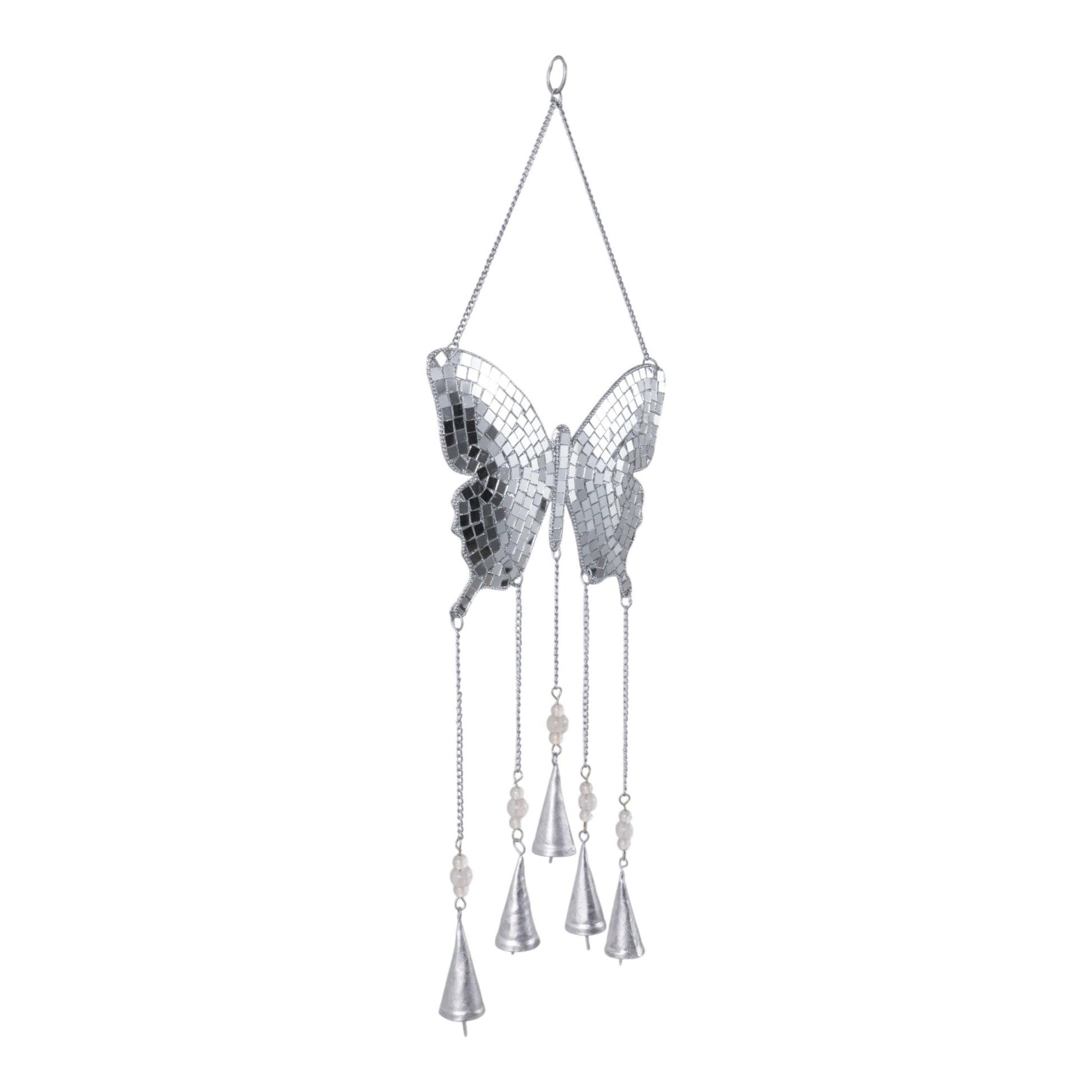 26" Disco Mosaic Butterfly Chime, Silver Planter| Sagebrook Home