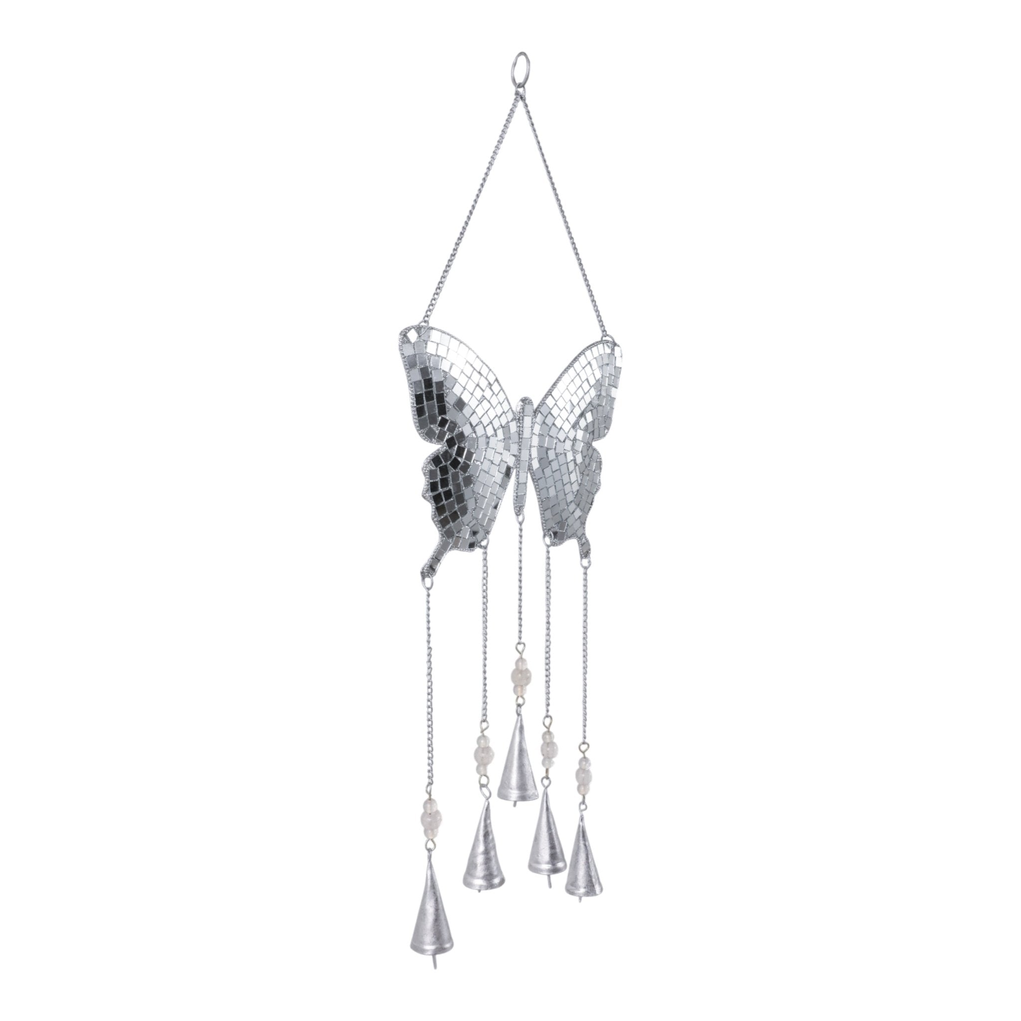26" Disco Mosaic Butterfly Chime, Silver Planter| Sagebrook Home