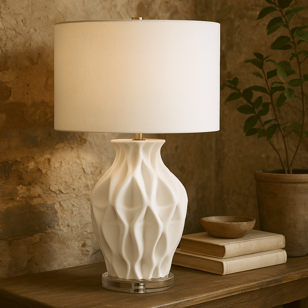 26" FREDRO 3D PRITNED CERAMIC TABLE LAMP Table Lamps| Sagebrook Home