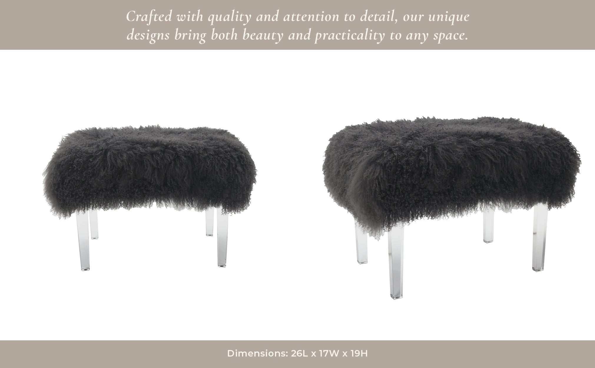26" Galway Tibetian Fur Bench Benches| Sagebrook Home