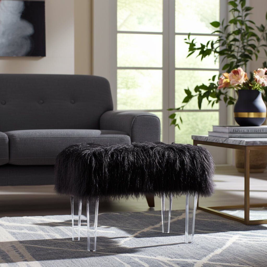 26" Galway Tibetian Fur Bench Benches| Sagebrook Home