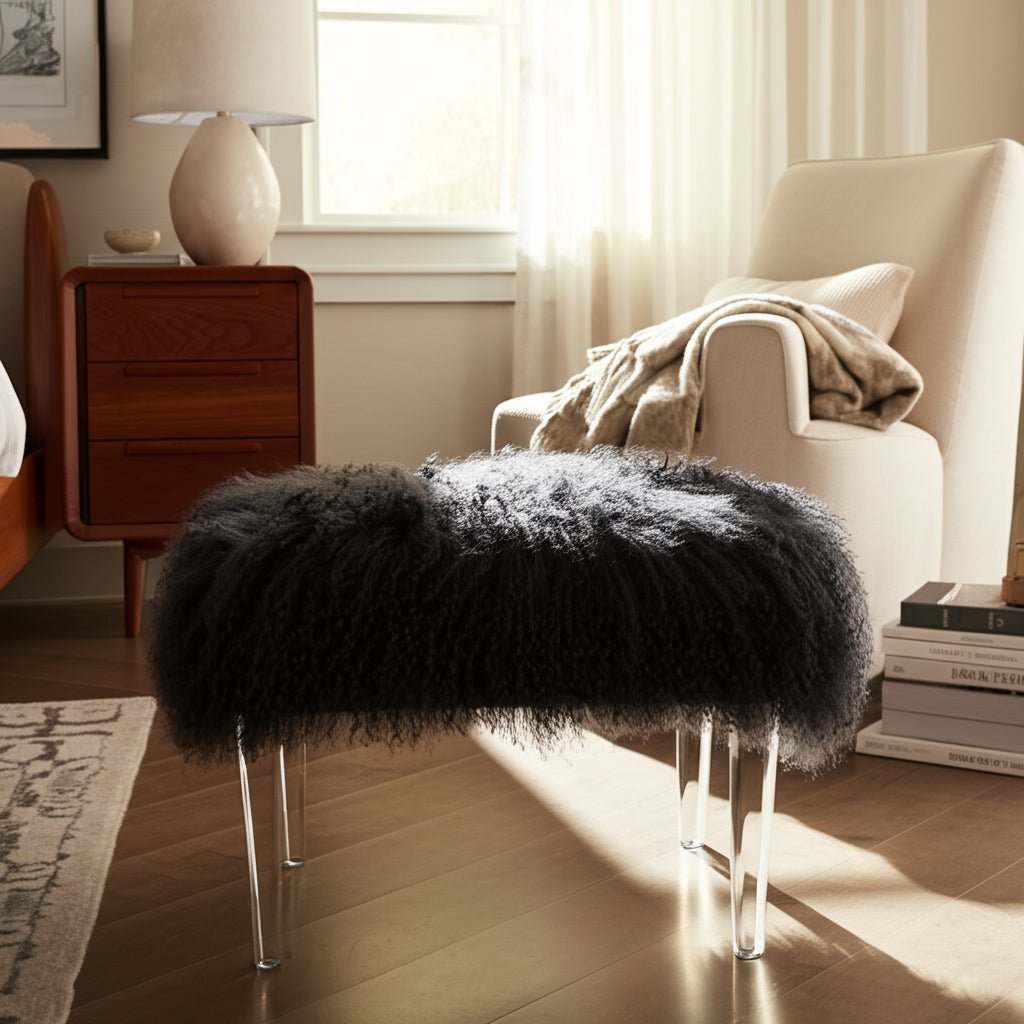 26" Galway Tibetian Fur Bench Benches| Sagebrook Home
