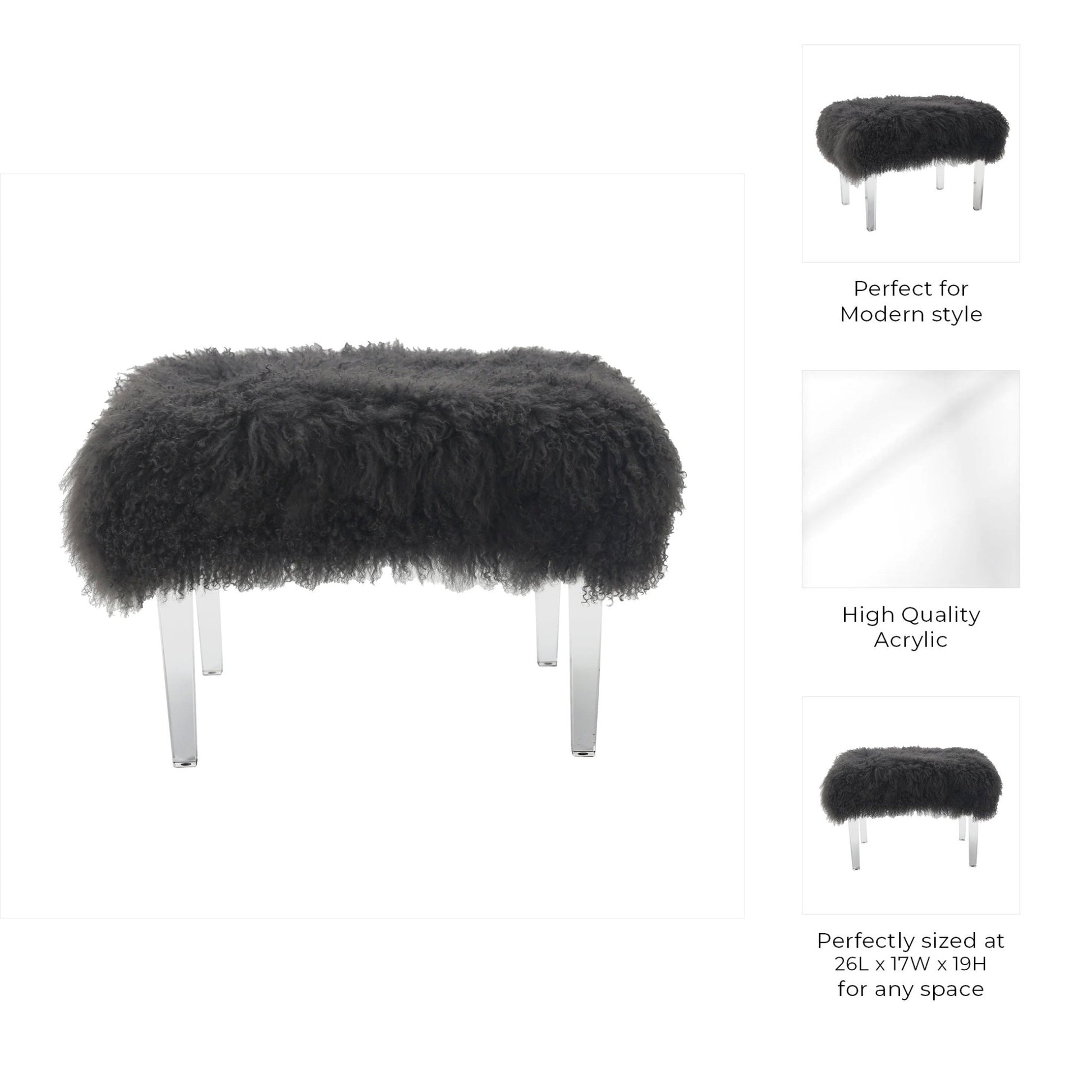 26" Galway Tibetian Fur Bench Benches| Sagebrook Home