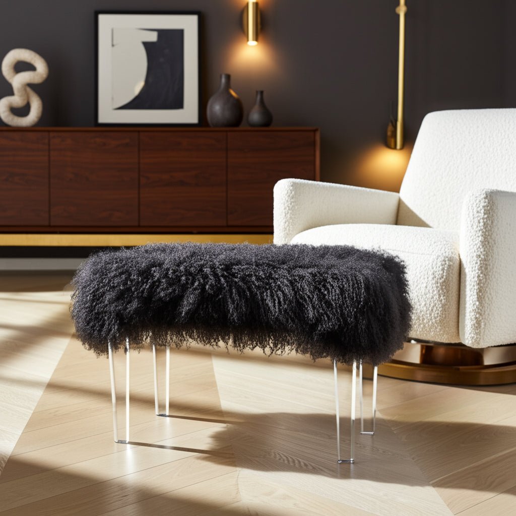 26" Galway Tibetian Fur Bench Benches| Sagebrook Home