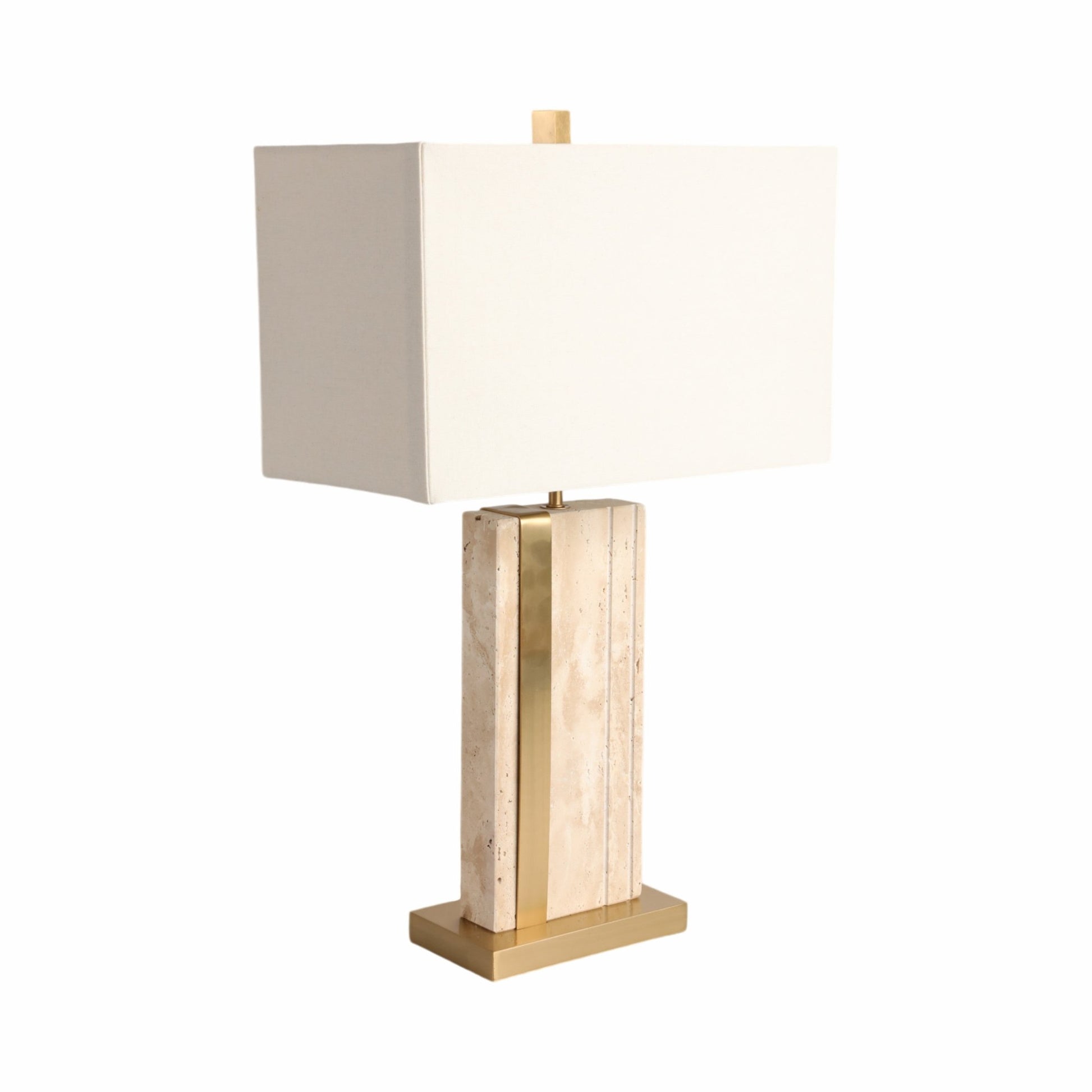 26" Hallberg Travertine Table Lamp, Gold/ivory Table Decors| Sagebrook Home