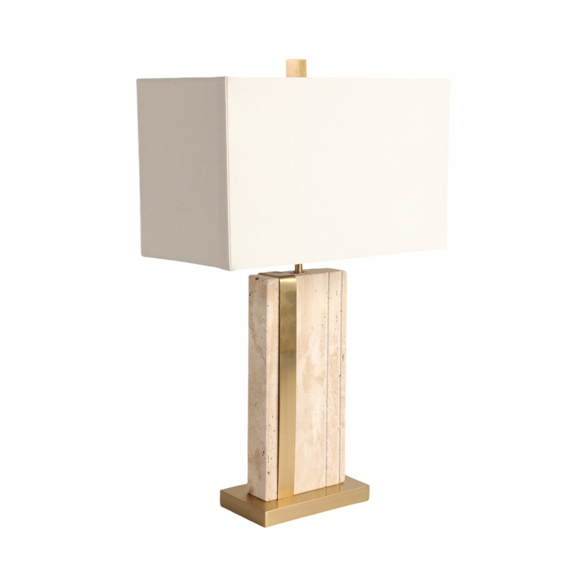 26" Hallberg Travertine Table Lamp, Gold/ivory Table Decors| Sagebrook Home