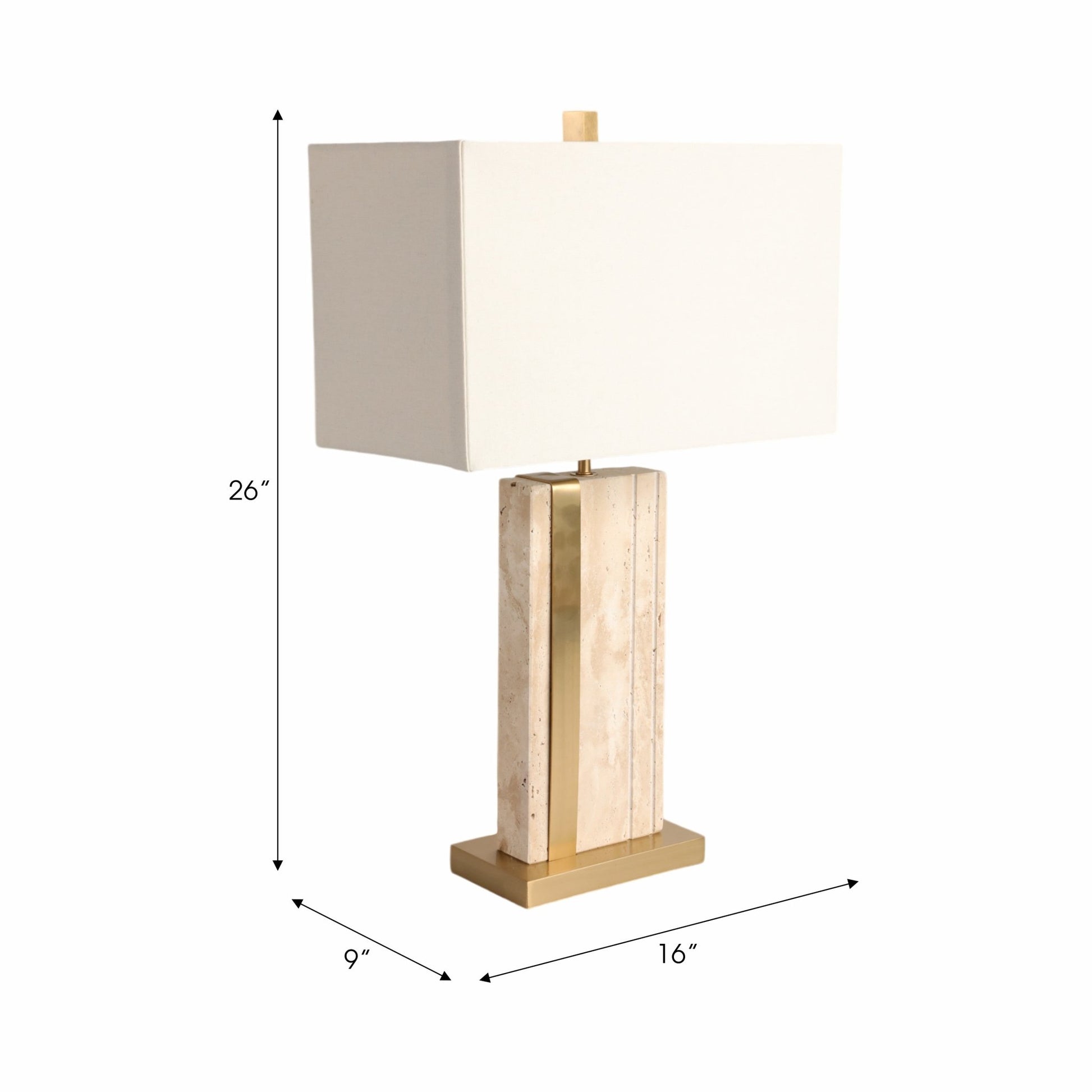 26" Hallberg Travertine Table Lamp, Gold/ivory Table Decors| Sagebrook Home