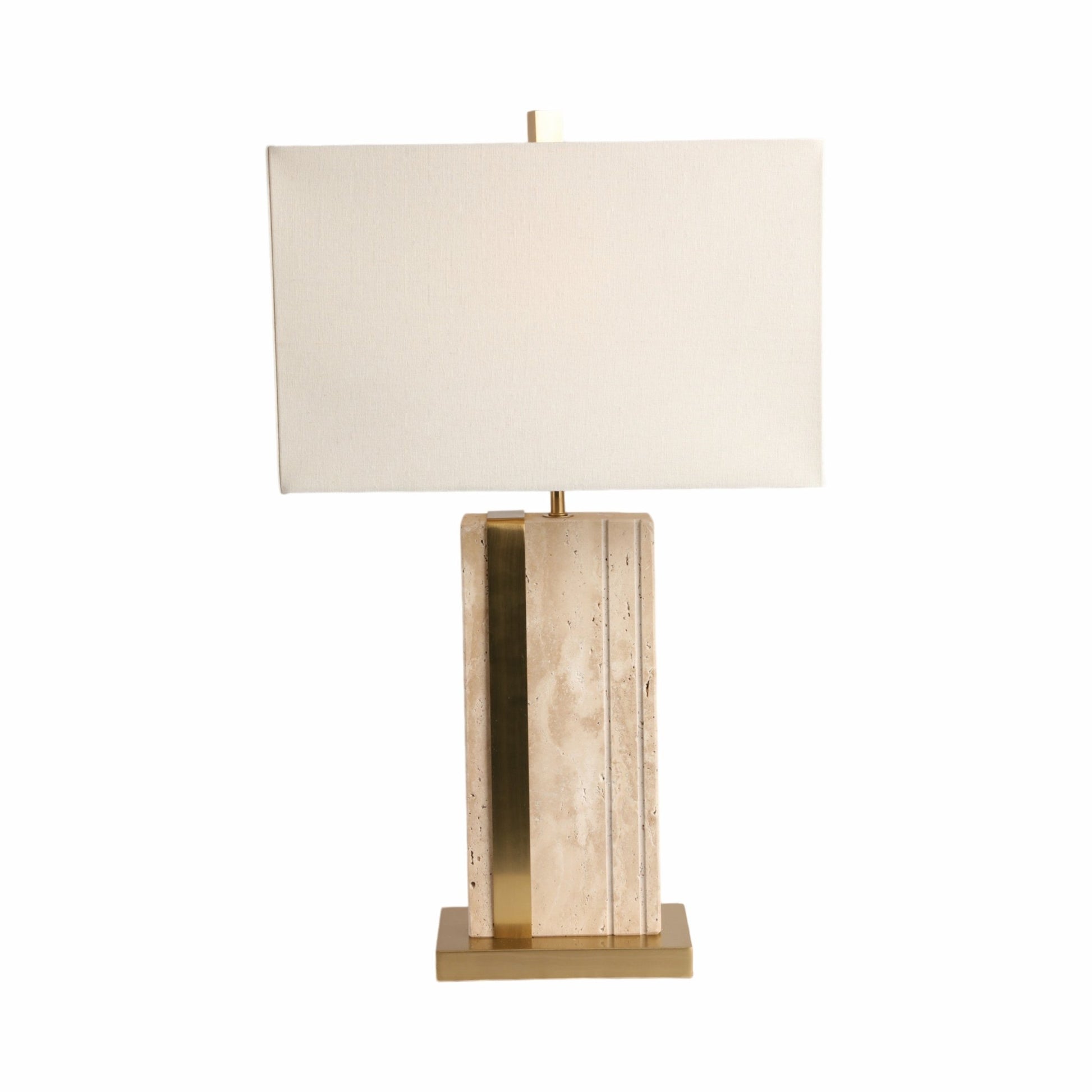 26" Hallberg Travertine Table Lamp, Gold/ivory Table Decors| Sagebrook Home